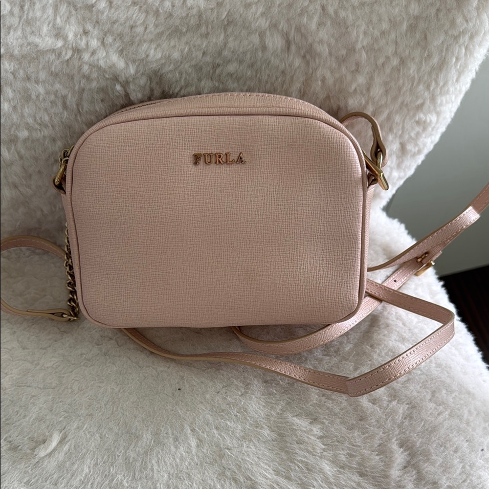 Furla Pink Leather Crossbody Bag with Gold Logo